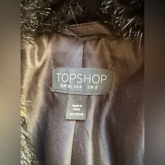 TopShop Multicolor Chevron Faux Fur Coat - Picture 4 of 13